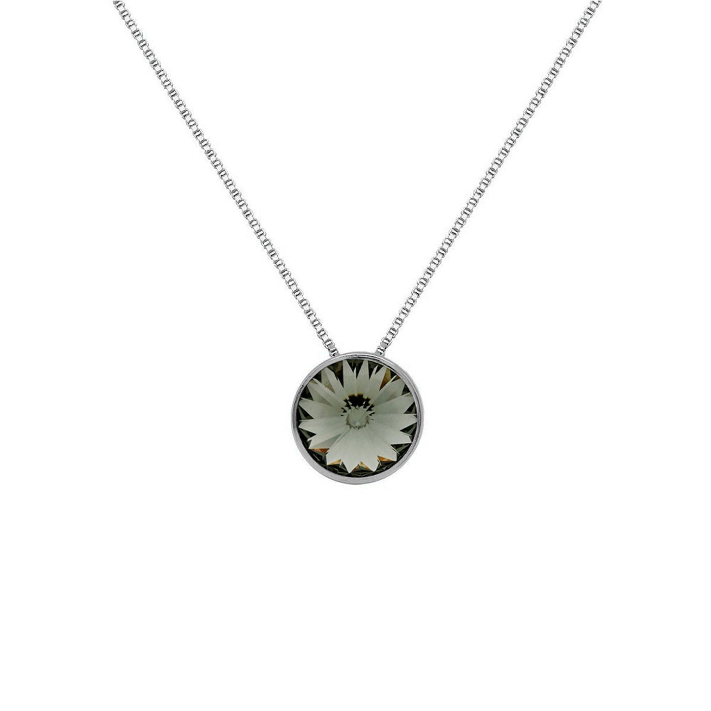 Collar corto Basic 9mm círculo cristal en Plata baño rodio