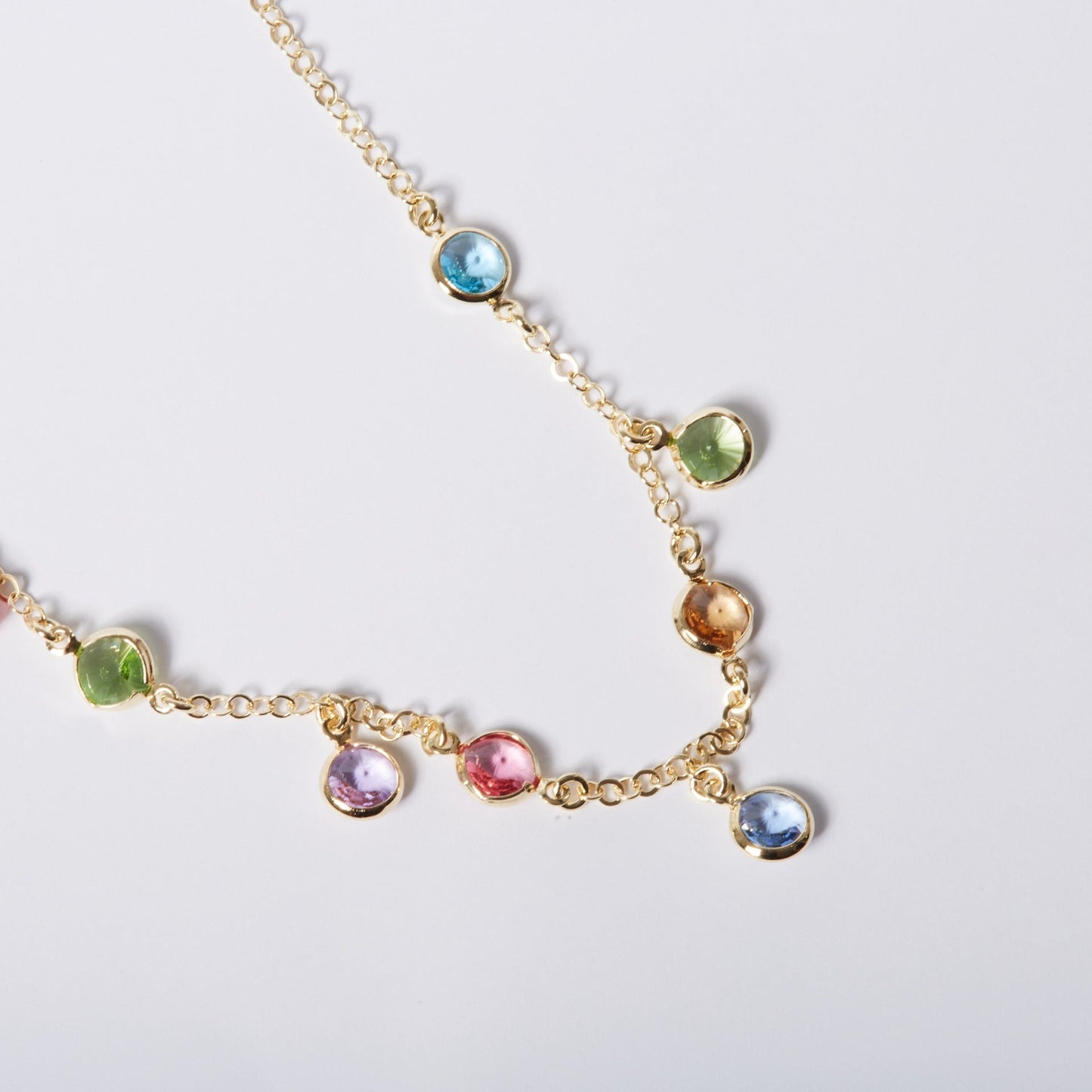Collar corto Basic círculo 7mm cristal multicolor en Plata