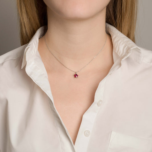 Collar corto Fantasy trébol cristal en Plata baño rodio