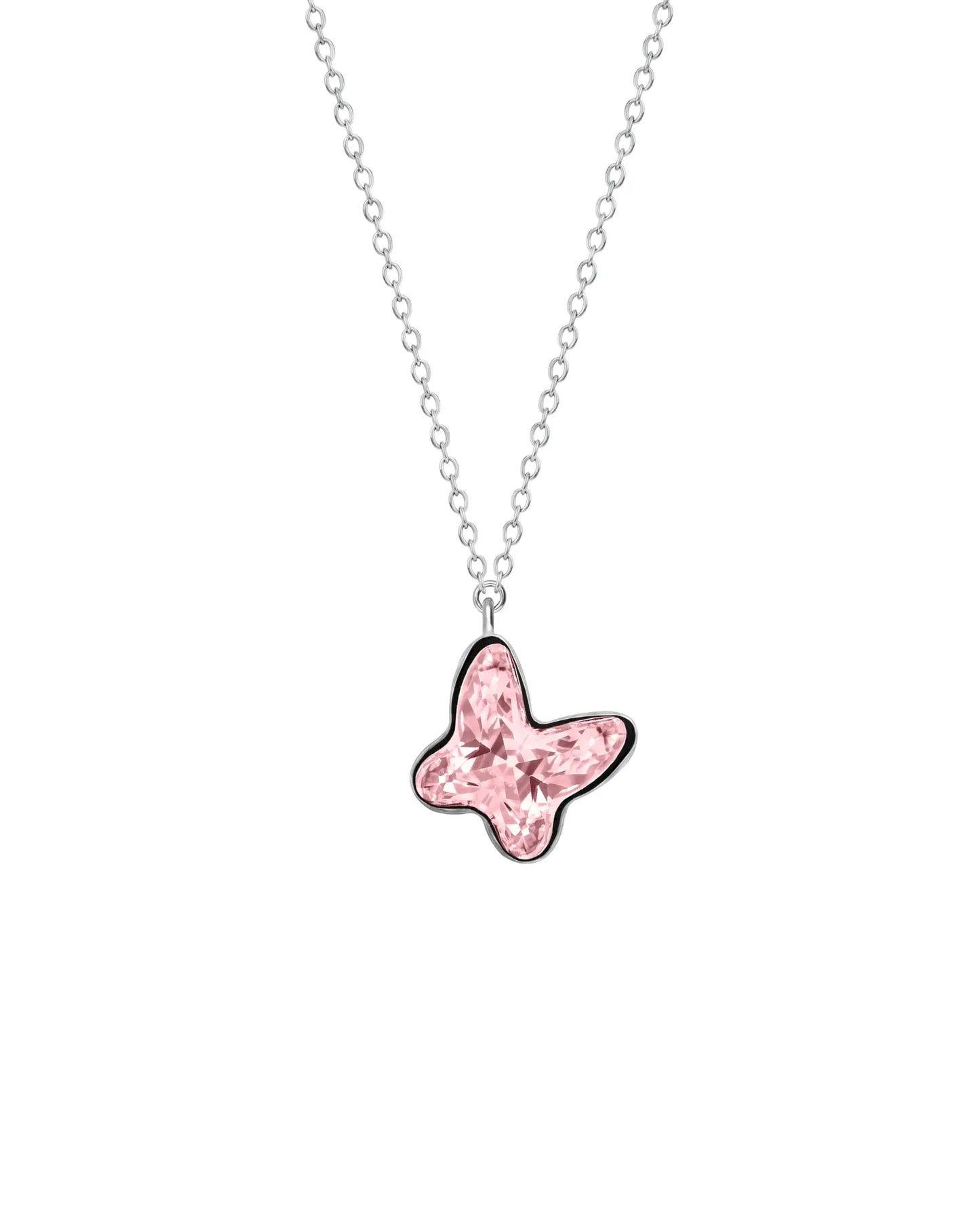 Collar corto Fantasy mariposa cristal en Plata baño rodio