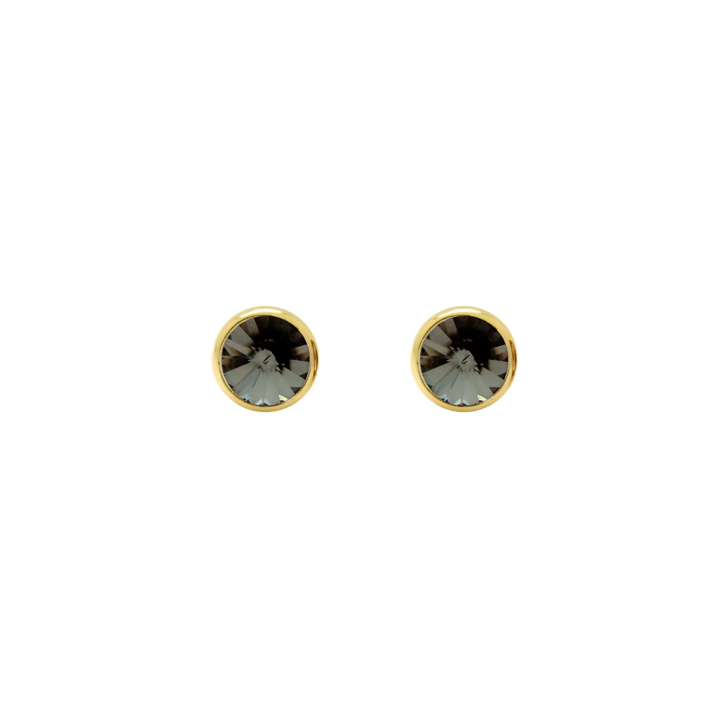 Pendientes botón Basic 7mm círculo cristal en Plata baño Oro