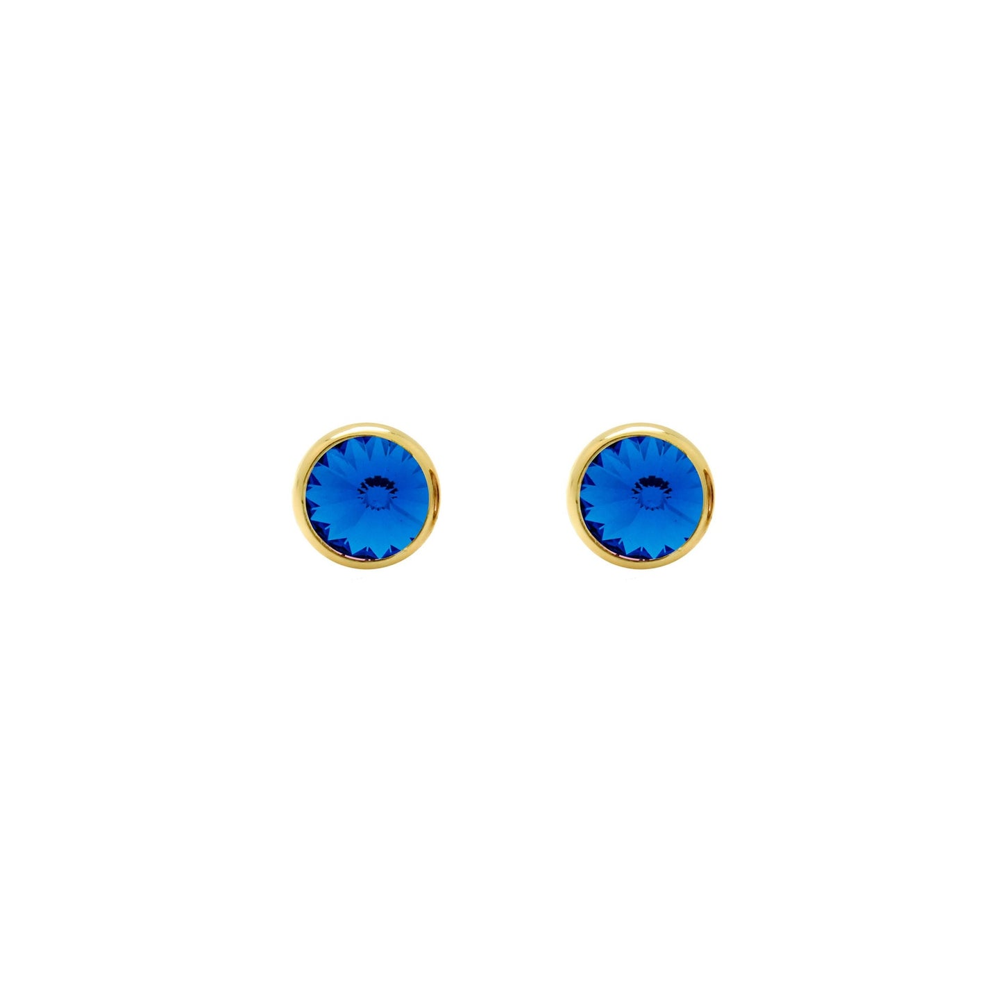 Pendientes botón Basic 7mm círculo cristal en Plata baño Oro
