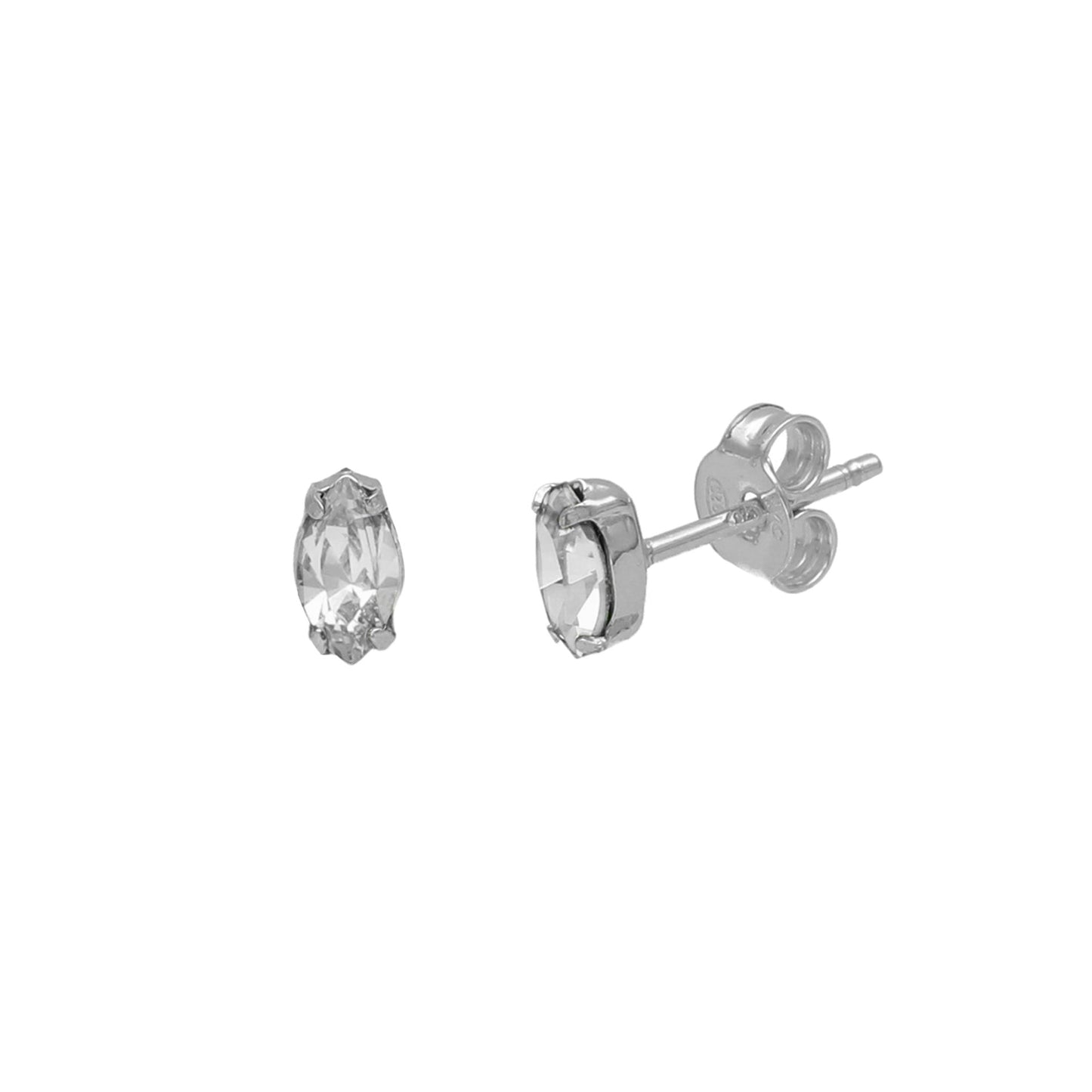 Pendientes botón Bianca cristal en Plata baño rodio