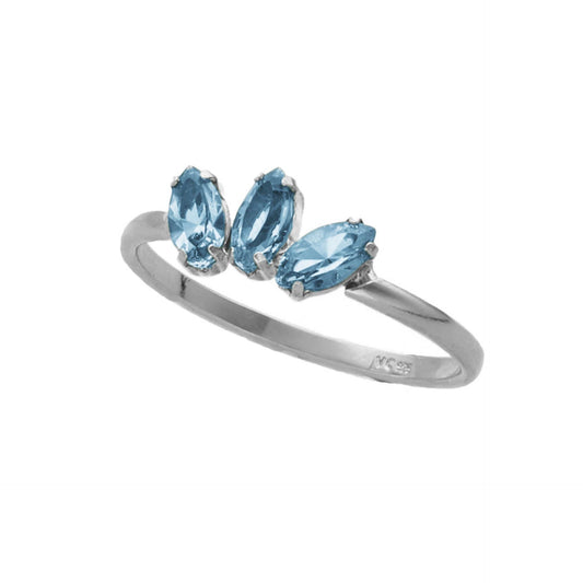 Anillo Estaciones hoja cristal en Plata baño rodio