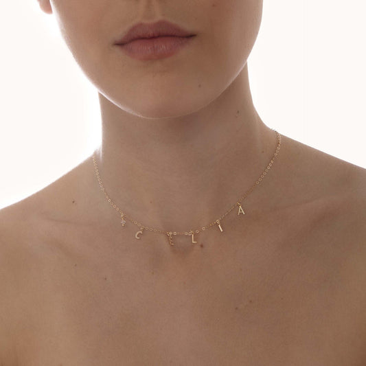 Collar personalizado Thename 5 letras en Plata