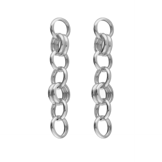 Pendientes largos Brava círculo en Plata