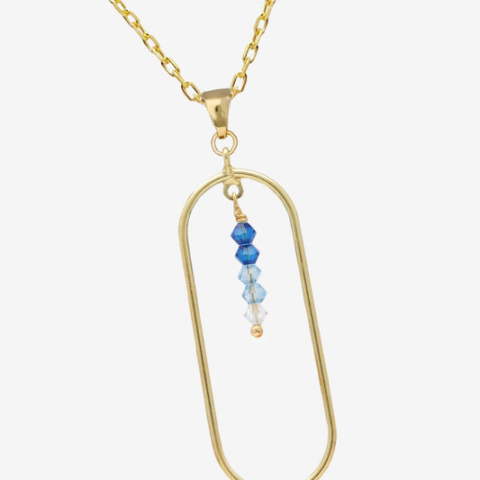 Collar largo Anya rectángulo cristal en Plata baño Oro