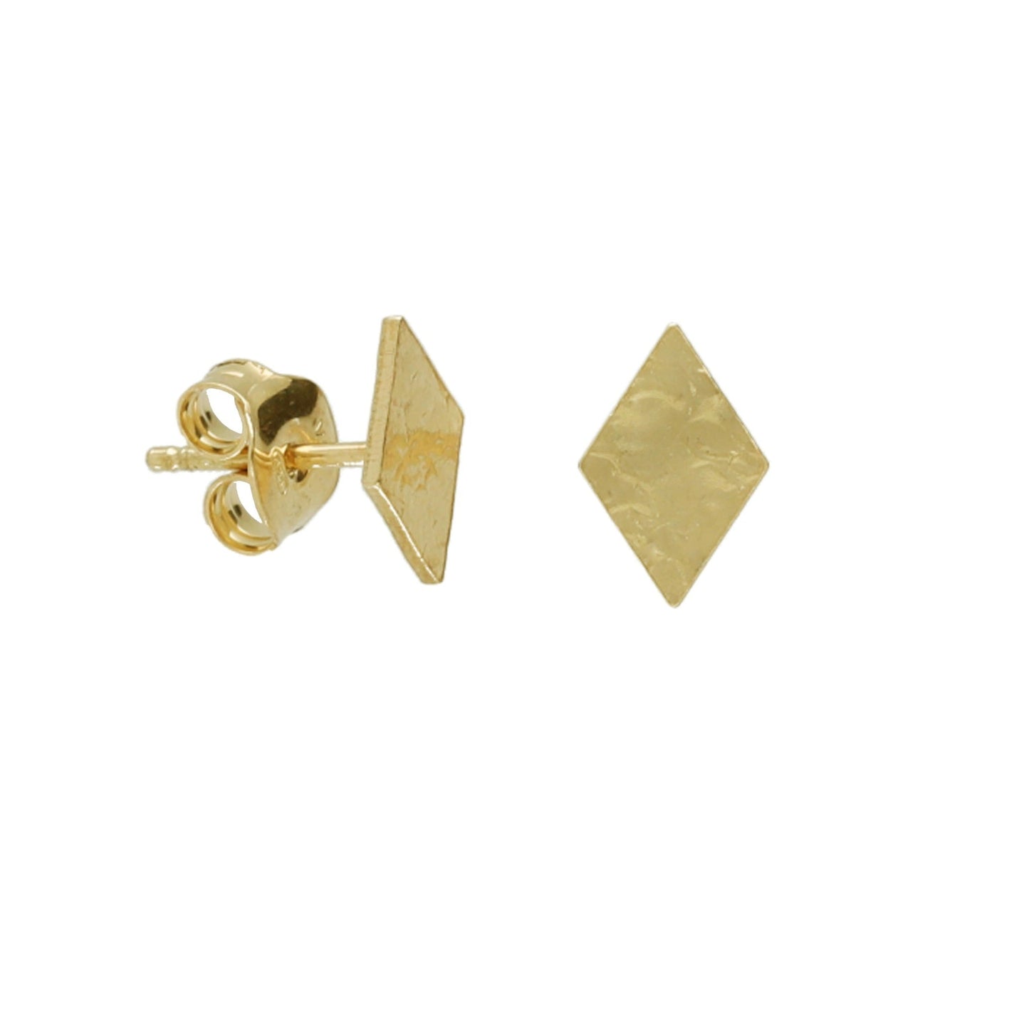 Pendientes botón Anya textura rombo en Plata baño Oro