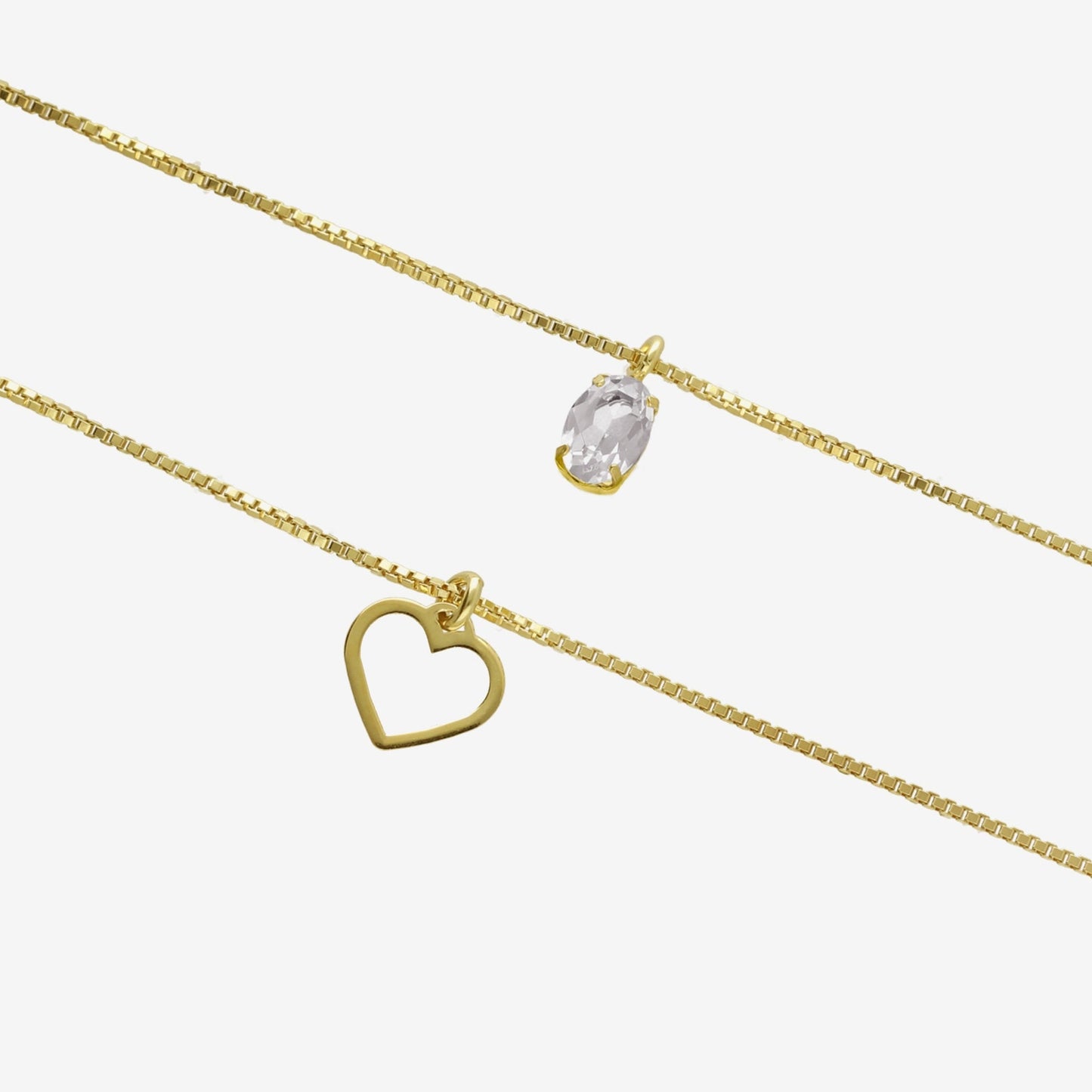 Collar layering Genoveva corazón cristal blanco en Plata