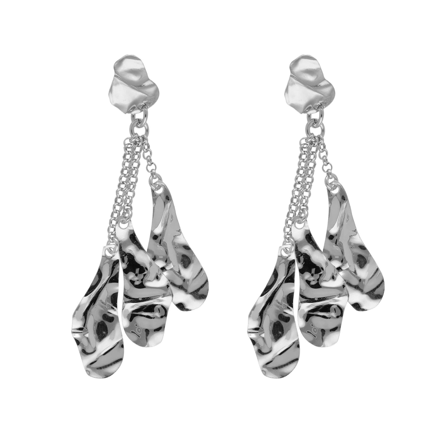 Pendientes largos Connect textura en Plata