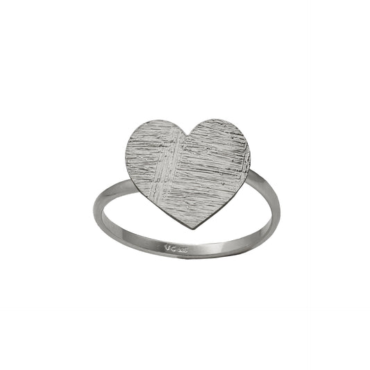 Anillo ajustable textura corazón El Gesto en Plata