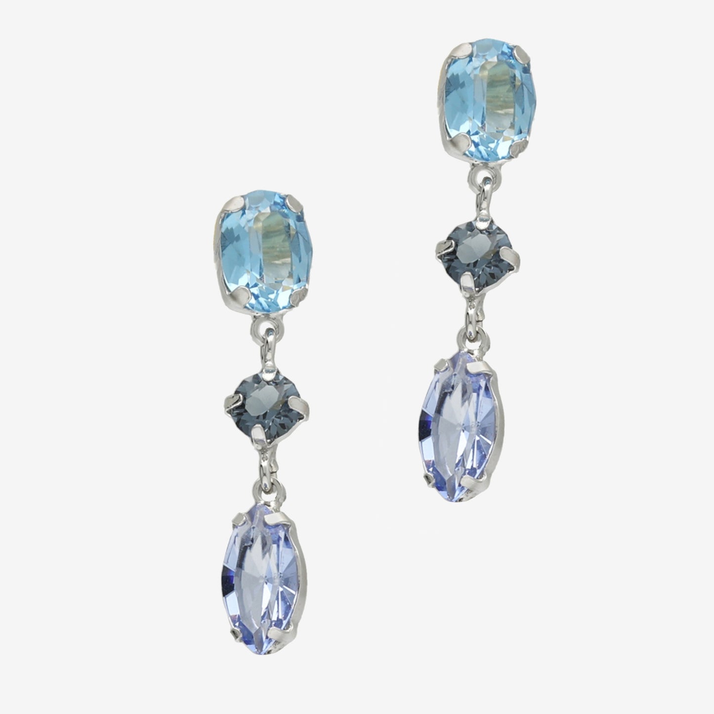 Pendientes largos Sabina cristal multicolor en Plata
