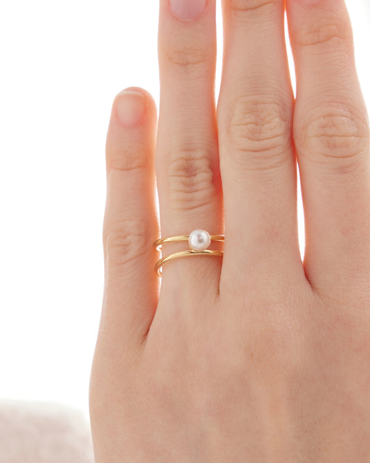 Anillo ajustable Sera con perla en Plata
