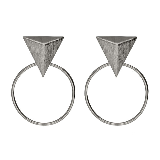 Pendientes cortos textura triángulo Good Morning en Plata