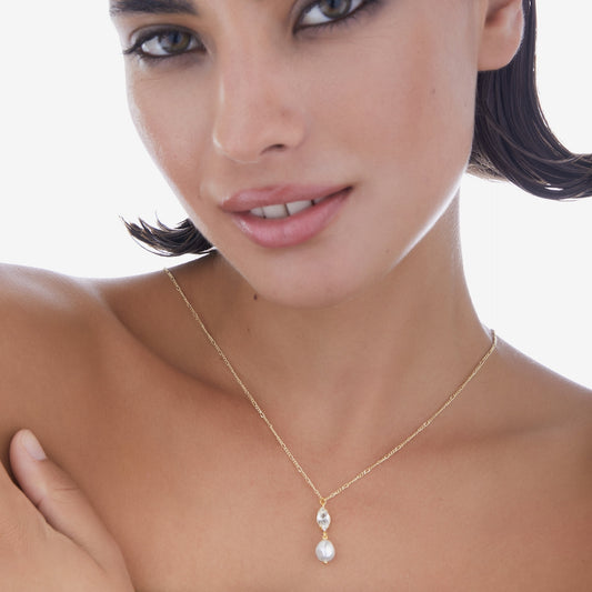 Collar corto Purpose perla barroca en Plata