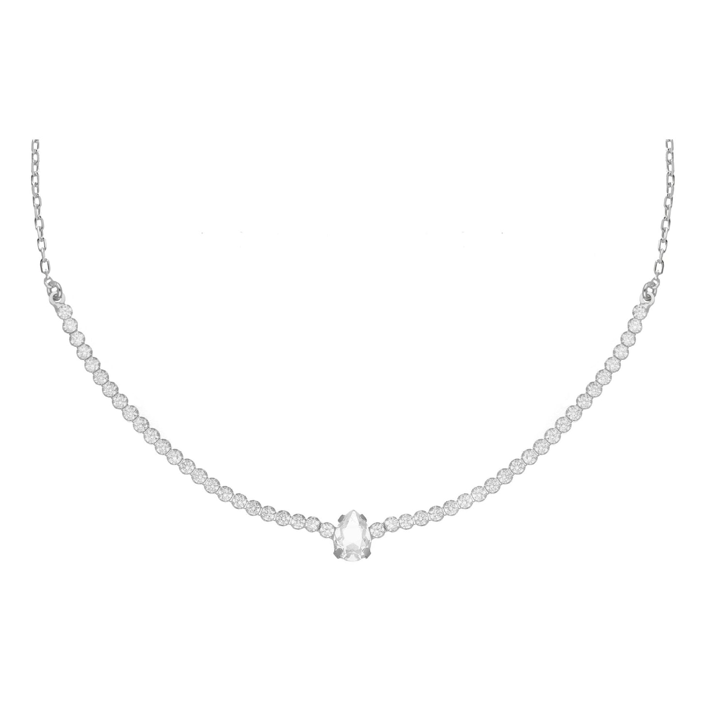 Collar corto Eunoia cristales riviere en Plata