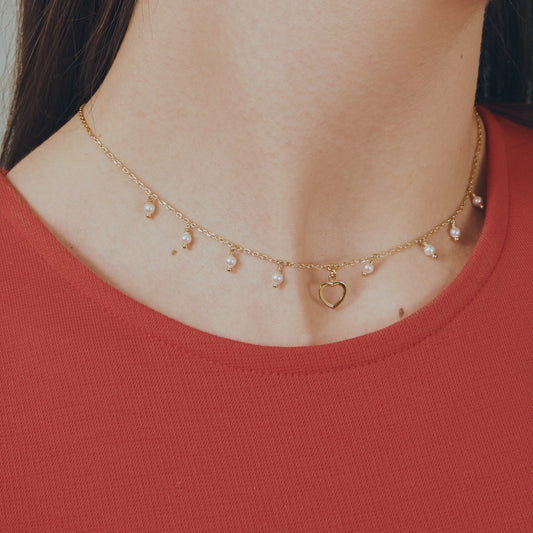 Collar corto Enamora corazón cristal en Plata