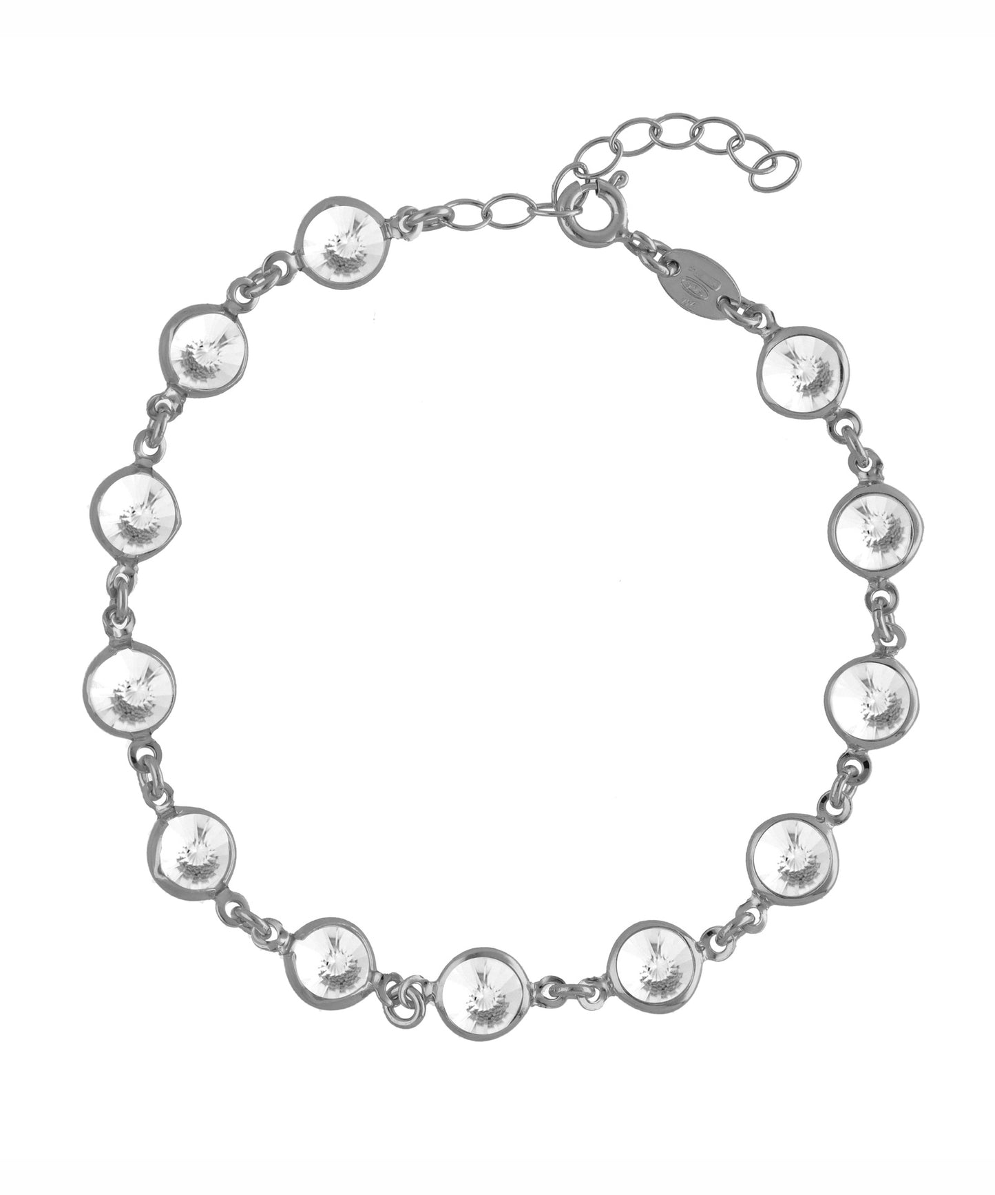Pulsera Basic 7mm círculo cristal blanco en Plata