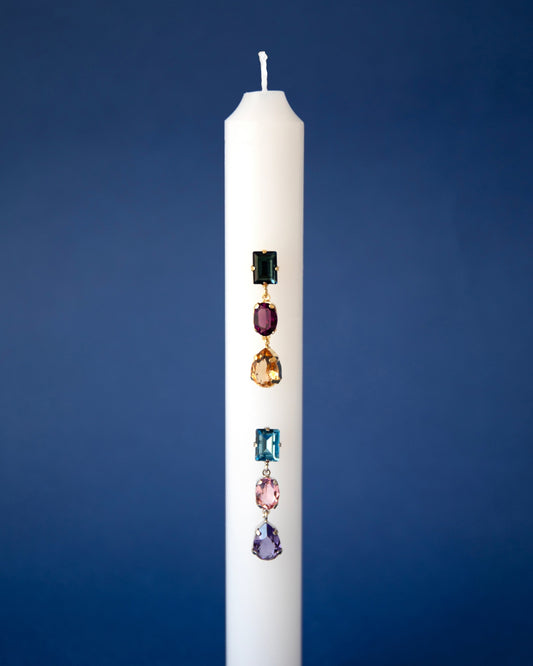 Pendientes cortos Borea con cristal multicolor en Plata baño Oro