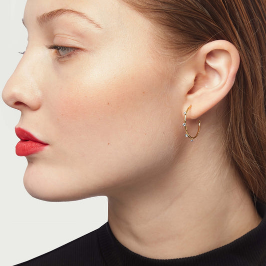 Pendientes aro Iris 23mm cristal en Plata baño Oro