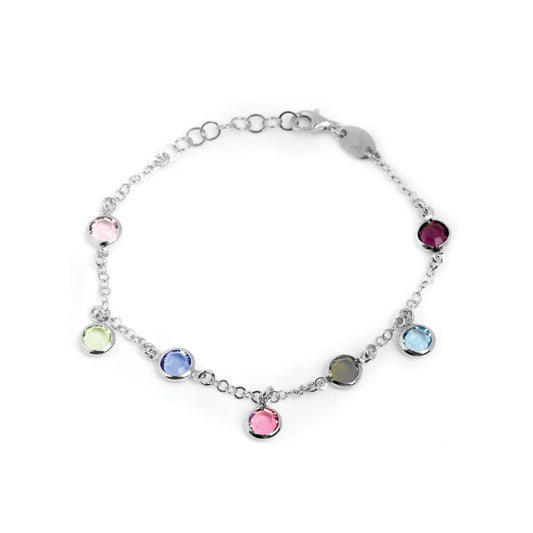 Pulsera Basic círculo 7mm cristal multicolor en Plata