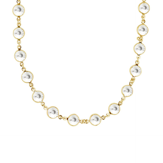 Collar corto Basic círculo 7mm cristal en Plata baño Oro