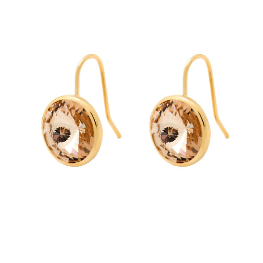 Pendientes cortos Basic Pendientes gancho cortos 11,5mm círculo cristal en Plata baño Oro
