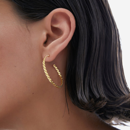 Pendientes aro Fluency 35mm trenzada en Plata