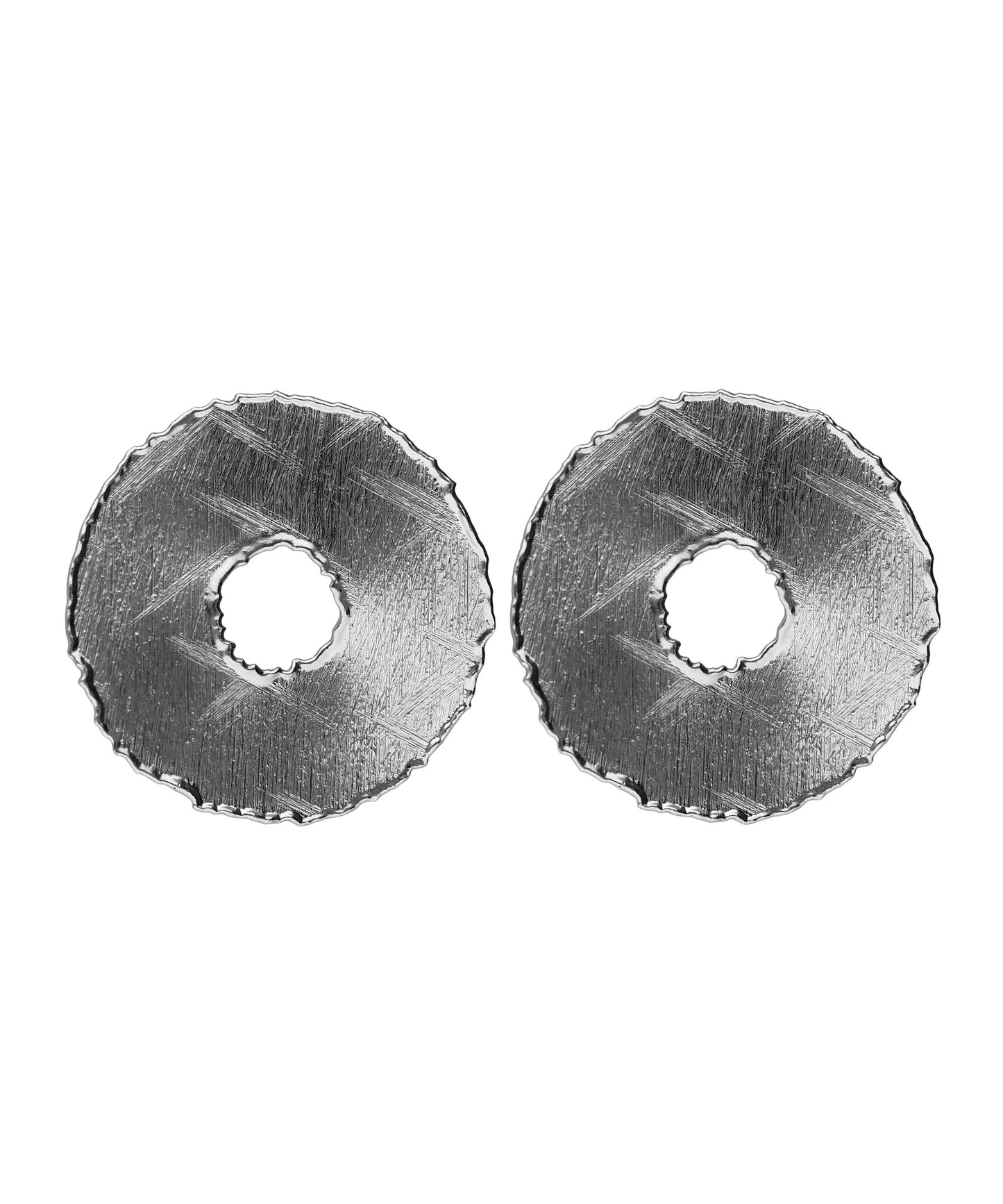 Pendientes largos textura círculo Alaska en Plata