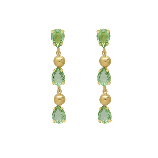 Pendientes largos esfera Buongiorno con cristal en Plata baño Oro