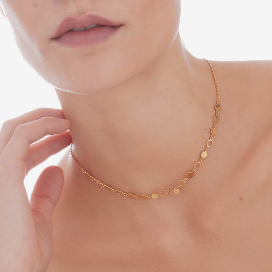 Collar corto Honey hexagonal en Plata baño Oro