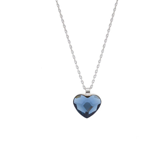 Collar corto Cuore corazón grande cristal en Plata baño rodio