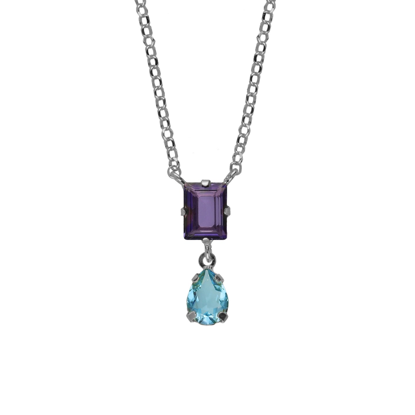 Collar corto Balance cristal morado en Plata