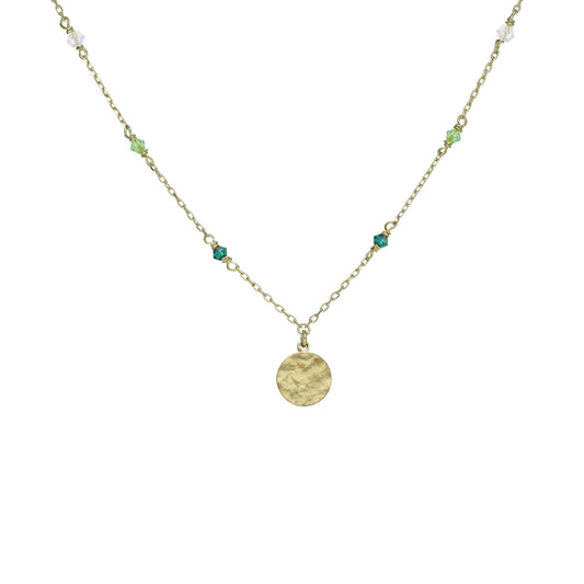 Collar corto Anya textura rectángulo cristal en Plata baño Oro