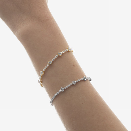 Pulsera Halo cristales riviere en Plata