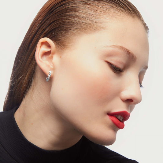 Pendientes aro Maisie 14mm cristal en Plata baño rodio