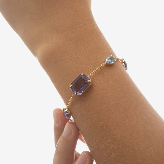 Pulsera Balance cristal morado en Plata