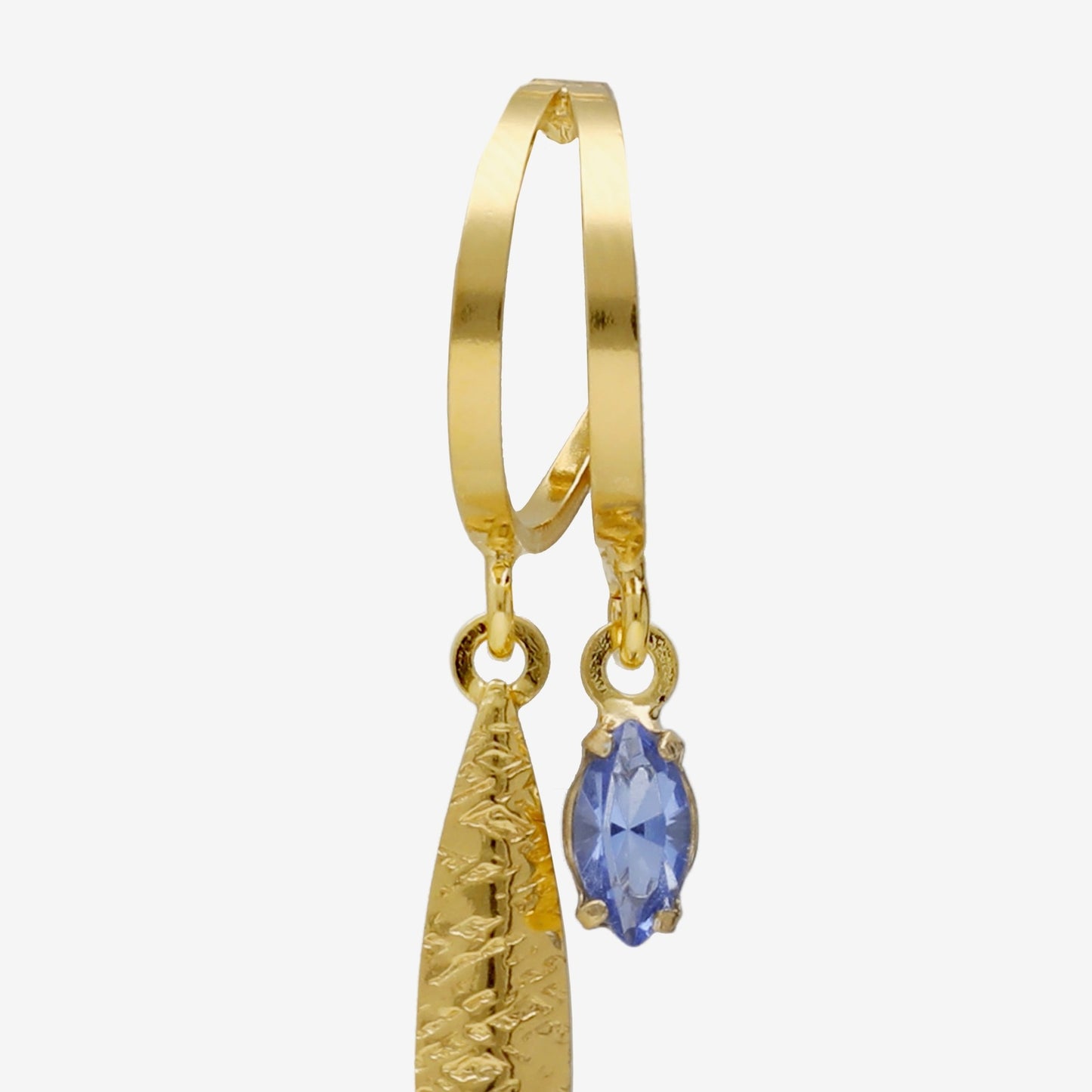 Pendientes aro Lisbon hoja cristal azul en Plata