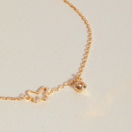 Pulsera Vera mariposa cristal blanco en Plata