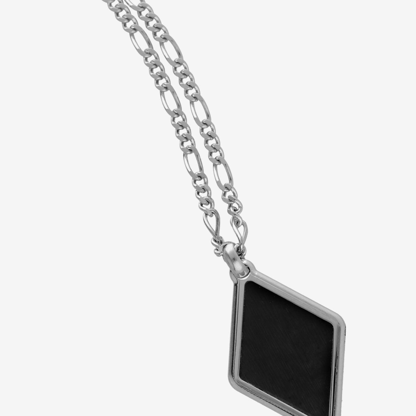 Collar largo Ares rombo en Plata baño rodio