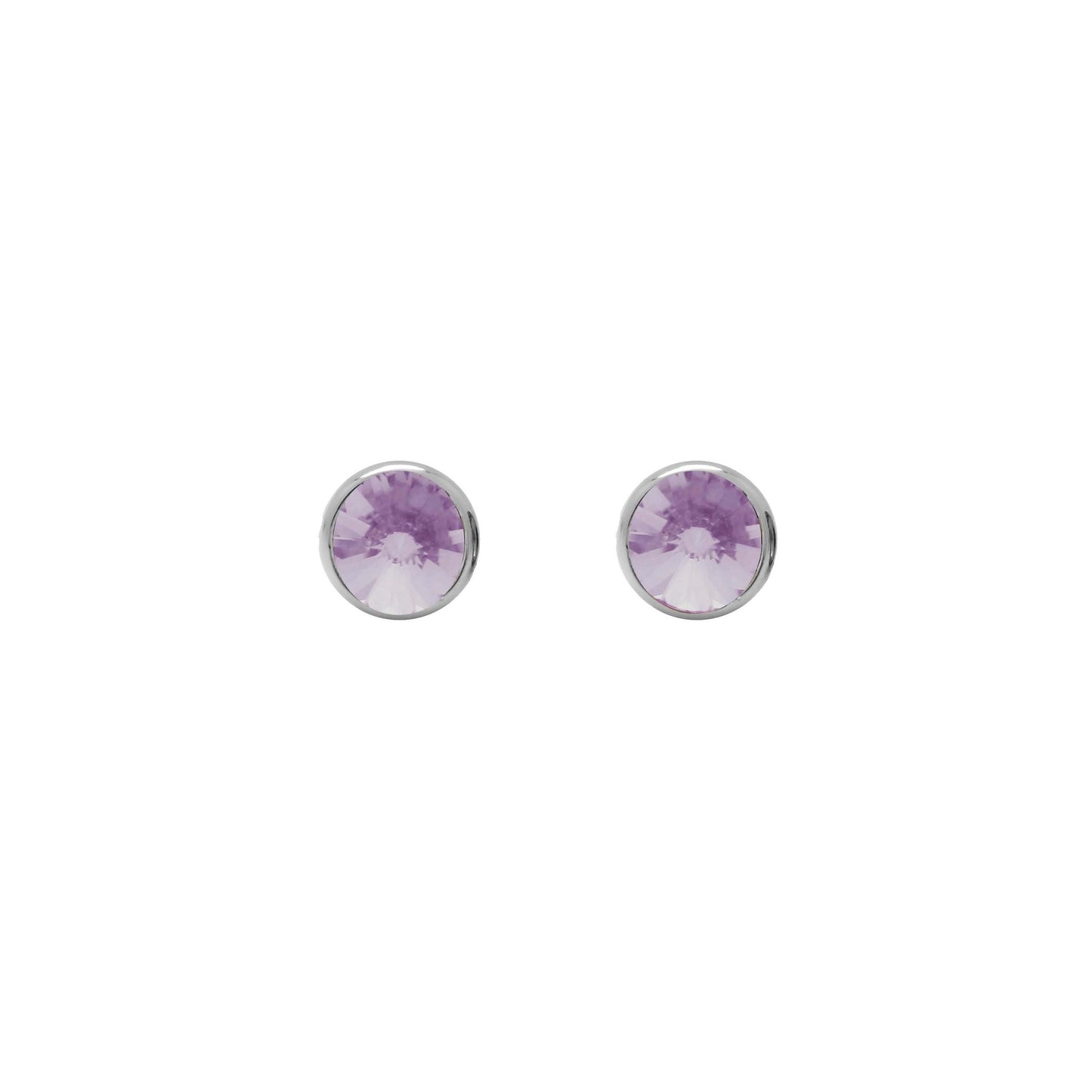 Pendientes botón Basic 7mm círculo cristal en Plata baño rodio