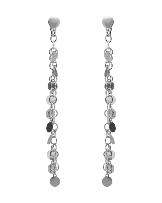 Pendientes largos Muse mini círculo en Plata