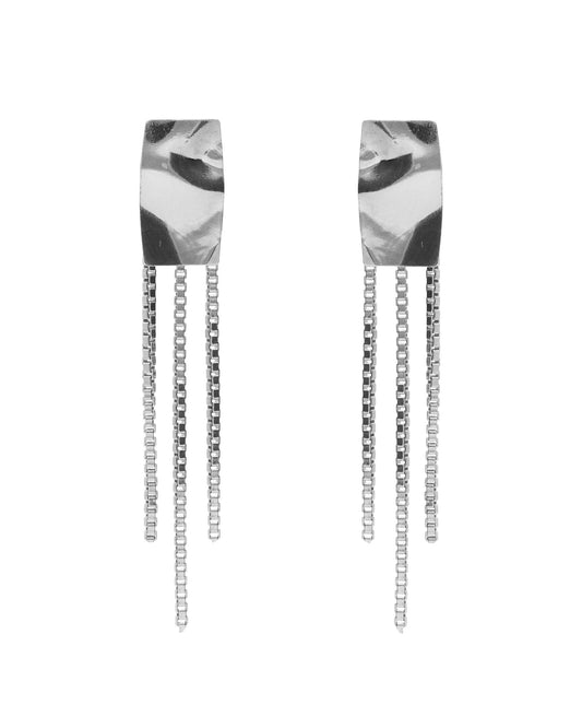 Pendientes largos Avenue rectángulo textura cadena en Plata