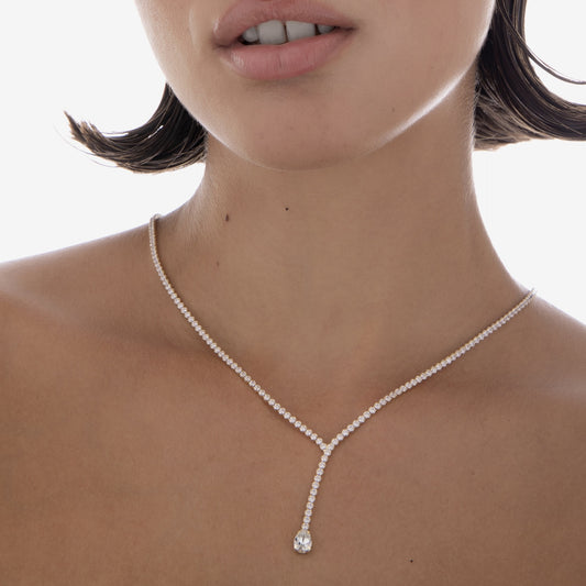 Collar corto Purpose cristales riviere en Plata