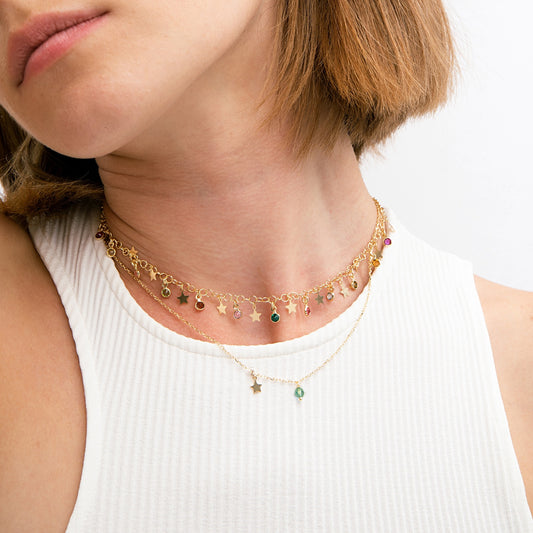 Collar corto Alice cristal multicolor en Plata