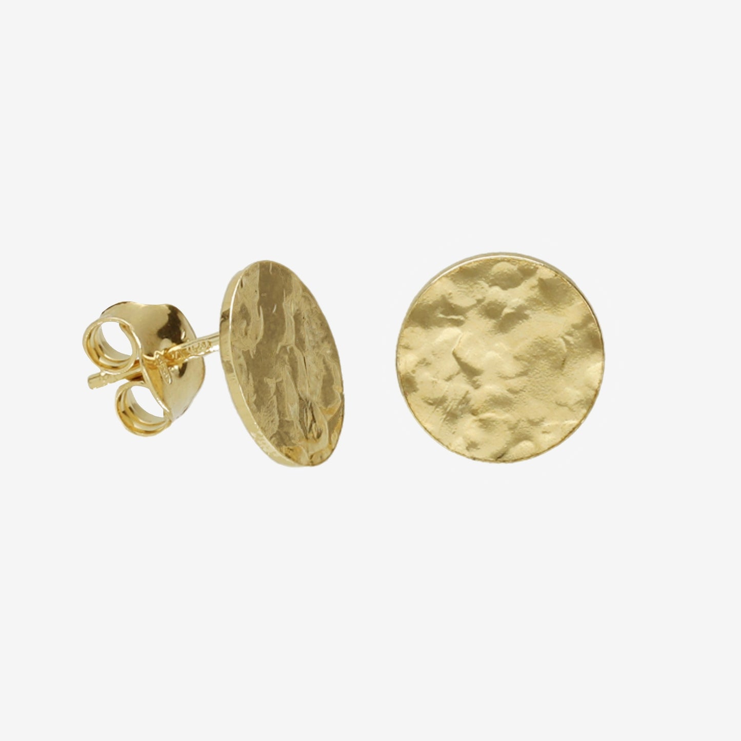 Pendientes botón Anya textura círculo en Plata baño Oro