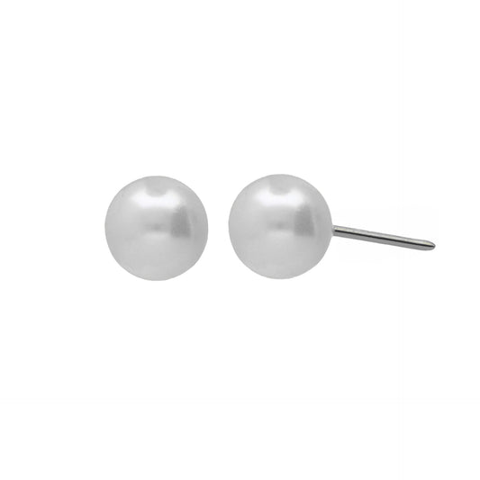 Pendientes botón Aurore 8mm perla en Plata