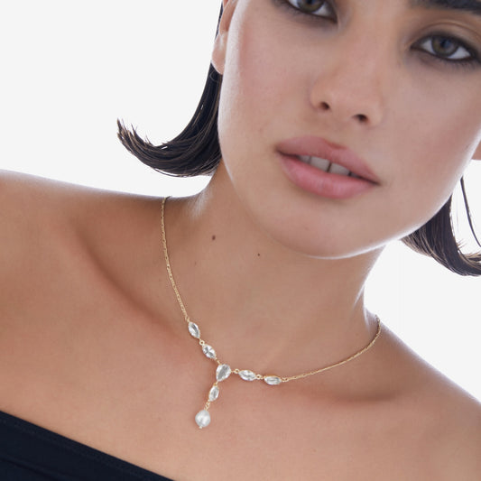 Collar largo Purpose perla barroca en Plata