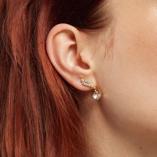 Pendientes cortos Aurore trepador cristales riviere en Plata