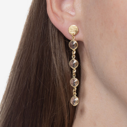 Pendientes largos Noise 7mm círculo cristal blanco en Plata